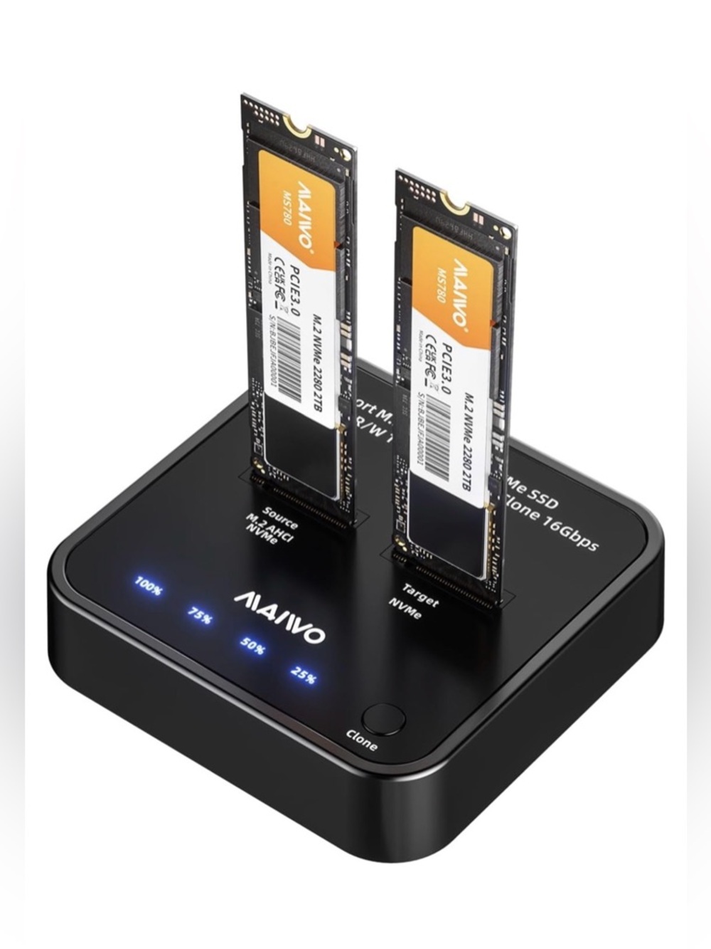 PCIe NVMe M.2 SSD Cloner & Duplicator - Dual Bay